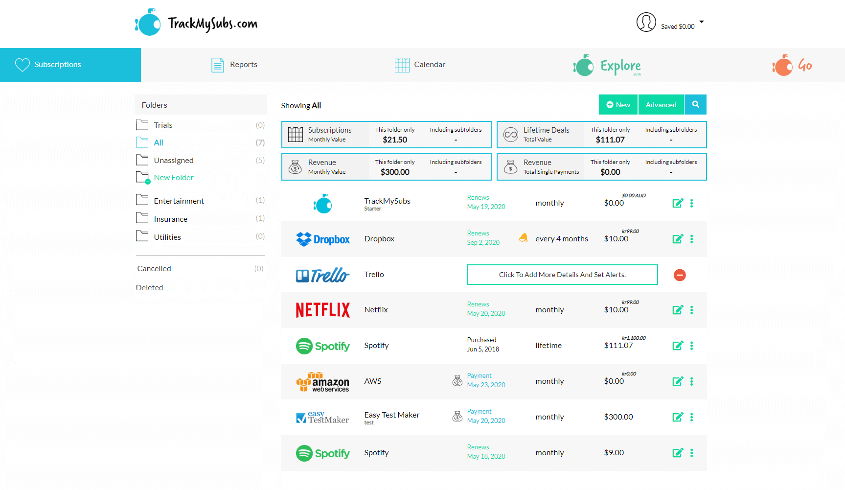 Track my subs